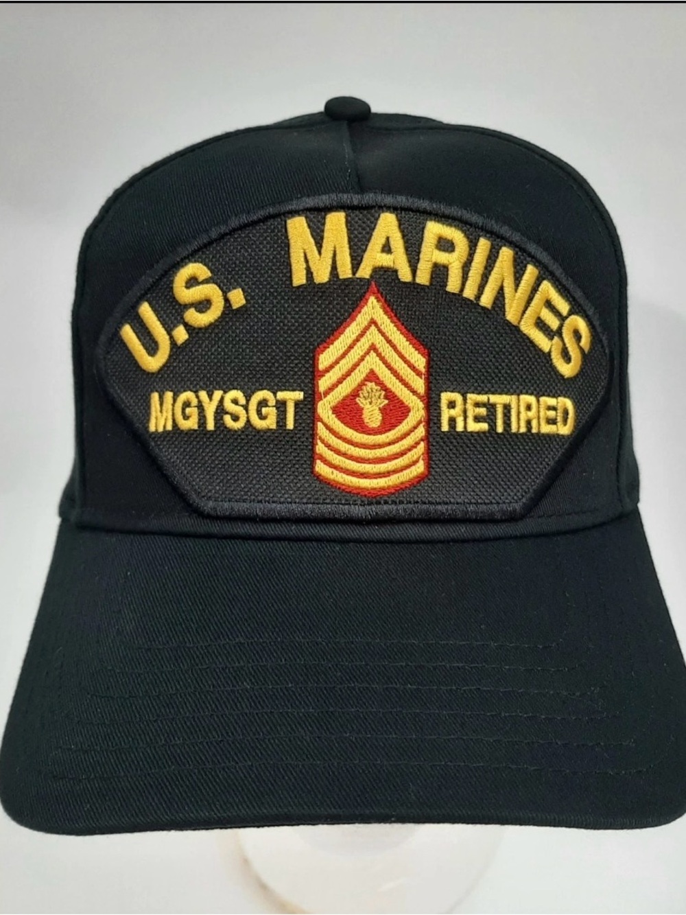 MGySGT Retired Master Gunnery Sergeant Rank Men's Hat Ball Cap One Size Black